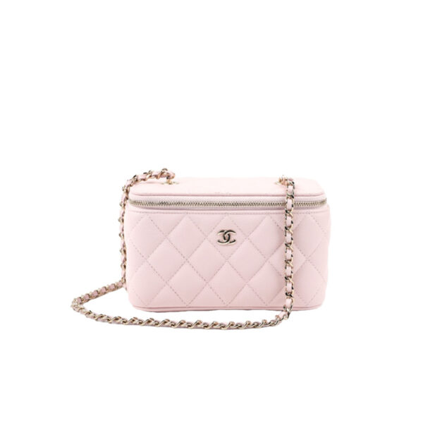 CHANEL Vanity Bag Pink Calfskin