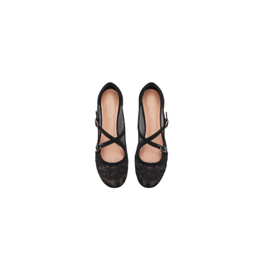 DIOR Very Dior Ballet Flat Transparent Mesh Embroidered with Black Millefiori Motif