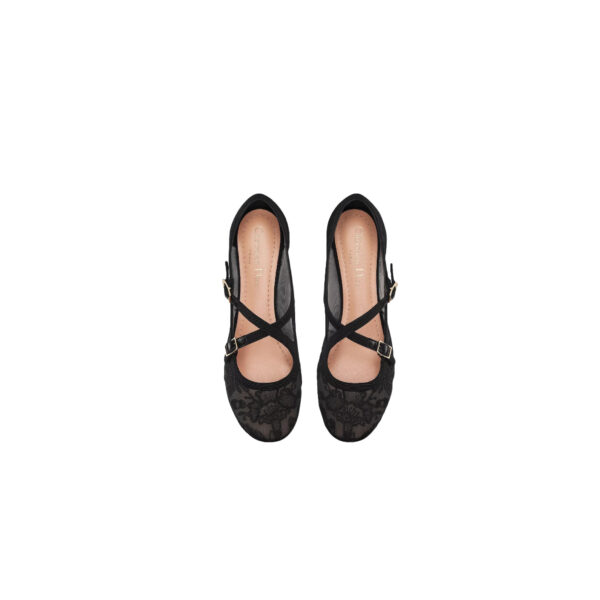 DIOR Very Dior Ballet Flat Transparent Mesh Embroidered with Black Millefiori Motif
