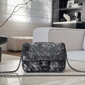 chanel flag bag quilted gradient sequins & ruthenium finish metal