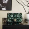 chanel green and black mosaic sequin mini flap bag gold hardware