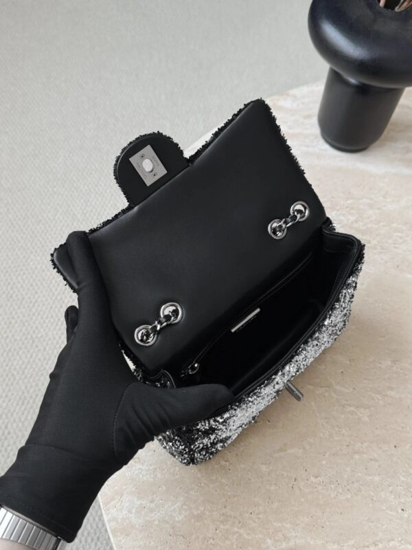 chanel flag bag quilted gradient sequins & ruthenium finish metal