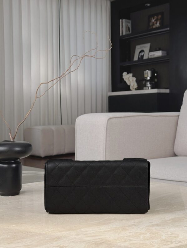 chanel 25bag caflskin in black with charcoal color hardware
