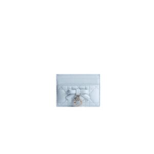 DIOR Lady Dior Freesia Card Holder Ice Blue Cannage Lambskin