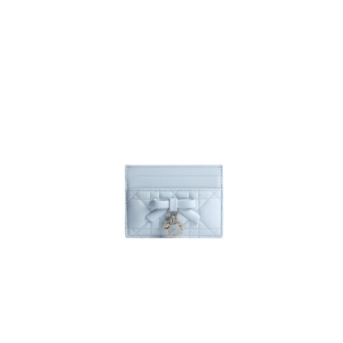 DIOR Lady Dior Freesia Card Holder Ice Blue Cannage Lambskin