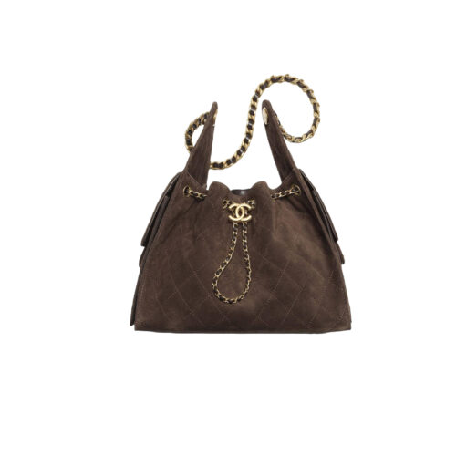 ftgtrgtger CHANEL 25 Hobo Bag Suede Brown