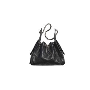CHANEL 25Bag Caflskin In Black With Charcoal Color Hardware