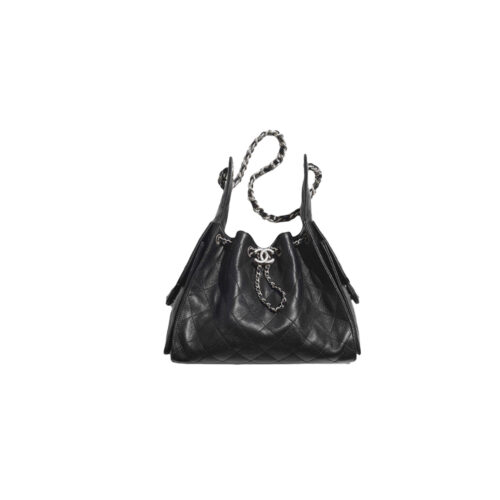 gyyjgk CHANEL 25Bag Caflskin In Black With Charcoal Color Hardware