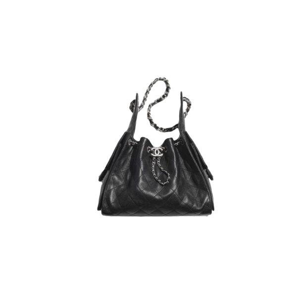CHANEL 25Bag Caflskin In Black With Charcoal Color Hardware
