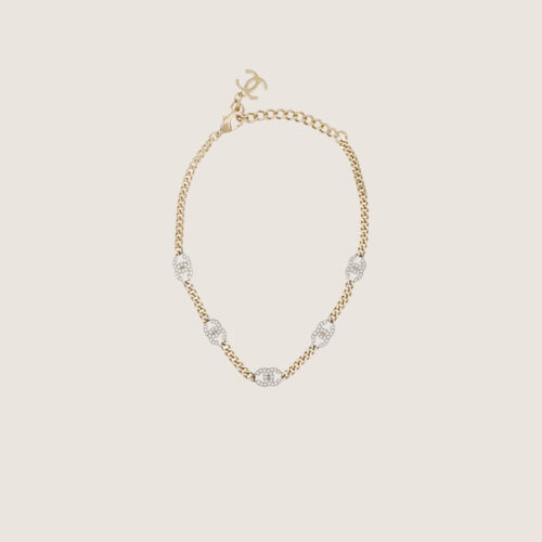 CHANEL Coco Mark Rhinestone Bijou Choker Rhinestone Necklace