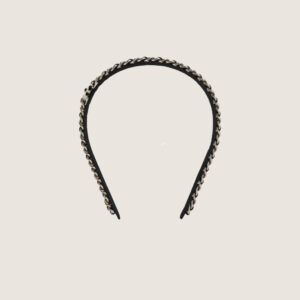CHANEL Metal Lambskin CC Turnlock Chain Headband Gold Black