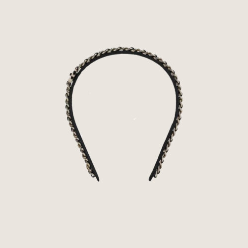 hedouwedwe CHANEL Metal Lambskin CC Turnlock Chain Headband Gold Black