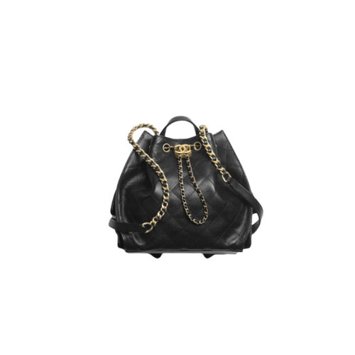 hweioc CHANEL 25Bag Black Backpack Caviar Leather
