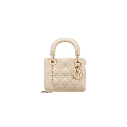hxwe8cwc DIOR MINI Lady Dior Cannage Lambskin Light Beige