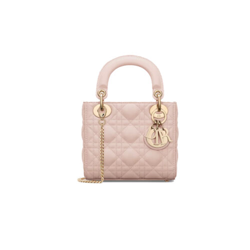 ii DIOR Mini Lady Dior Bag Cannage Lambskin Powder Pink