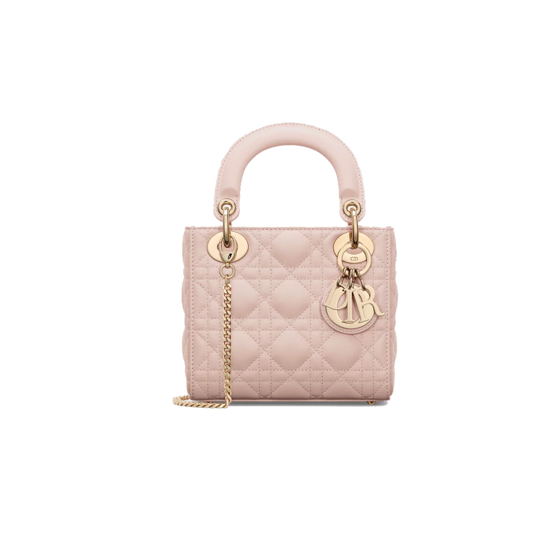 ii DIOR Mini Lady Dior Bag Cannage Lambskin Powder Pink