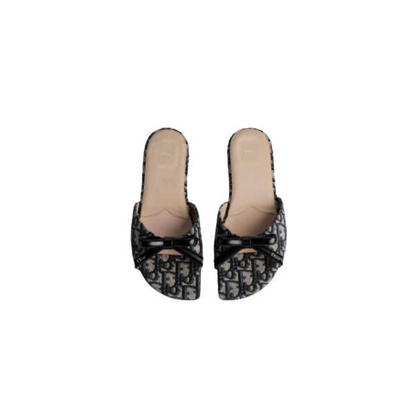 DIOR Bow Slide Deep Blue Dior Oblique Embroidered Cotton