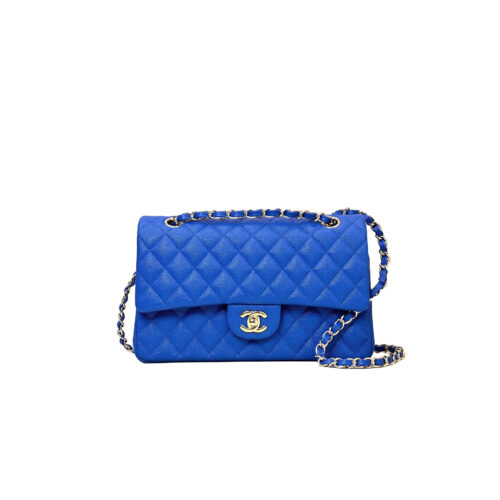 CHANEL Caviar Quiltedl Double Flap Blue