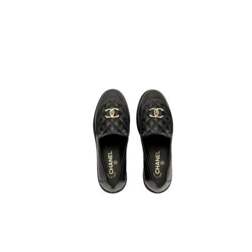 CHANEL Lambskin Quilted CC Turnlock Loafers