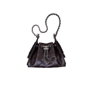 CHANEL 25 Small Handbag Shiny Crumpled Calfskin Dark Brown