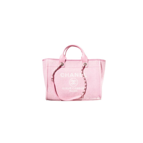 CHANEL Small Deauville Shopping Tote Light Pink Canvas