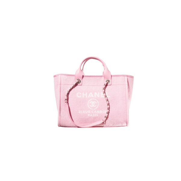 CHANEL Small Deauville Shopping Tote Light Pink Canvas