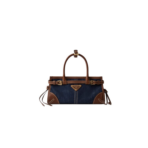 nchuwgcwecw PRADA Blue/Coffee Bonnie small denim and leather handbag