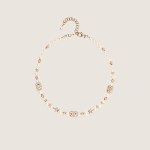 CHANEL 23A Star Pearl Rhinestone Double C Necklace