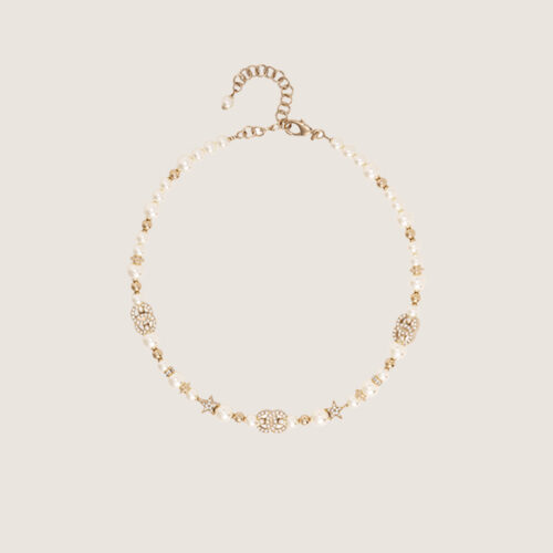 CHANEL 23A Star Pearl Rhinestone Double C Necklace