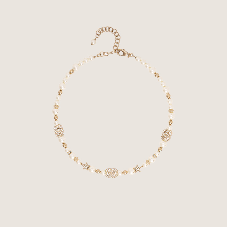 ncilc CHANEL 23A Star Pearl Rhinestone Double C Necklace