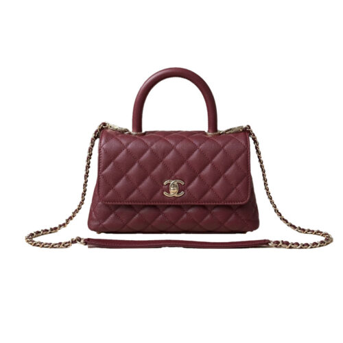 ndeuwidwec CHANEL 24A Flap Bag with Top COCO Small Handle Grained Calfskin