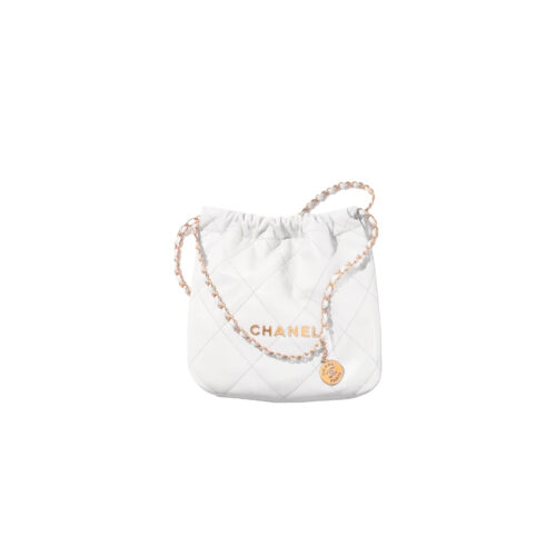 CHANEL Shiny Calfskin Quilted 22bag White