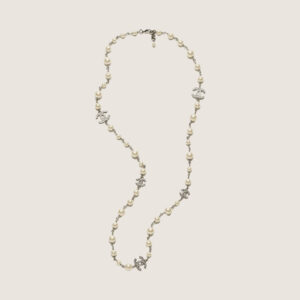 CHANEL Necklace Metal, Glass & Strass Silver & Pearly White