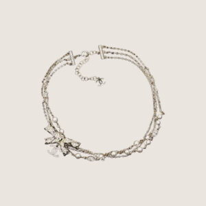 CHANEL Multi-layer bow embossing Necklace