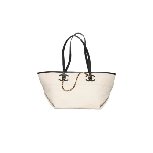 CHANEL Small Shopping Bag Ecru & Black