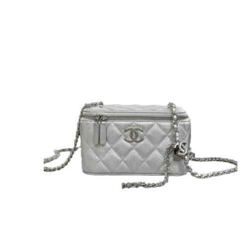 nvfklsj CHANEL Vanity MINI Flap Bag Silver