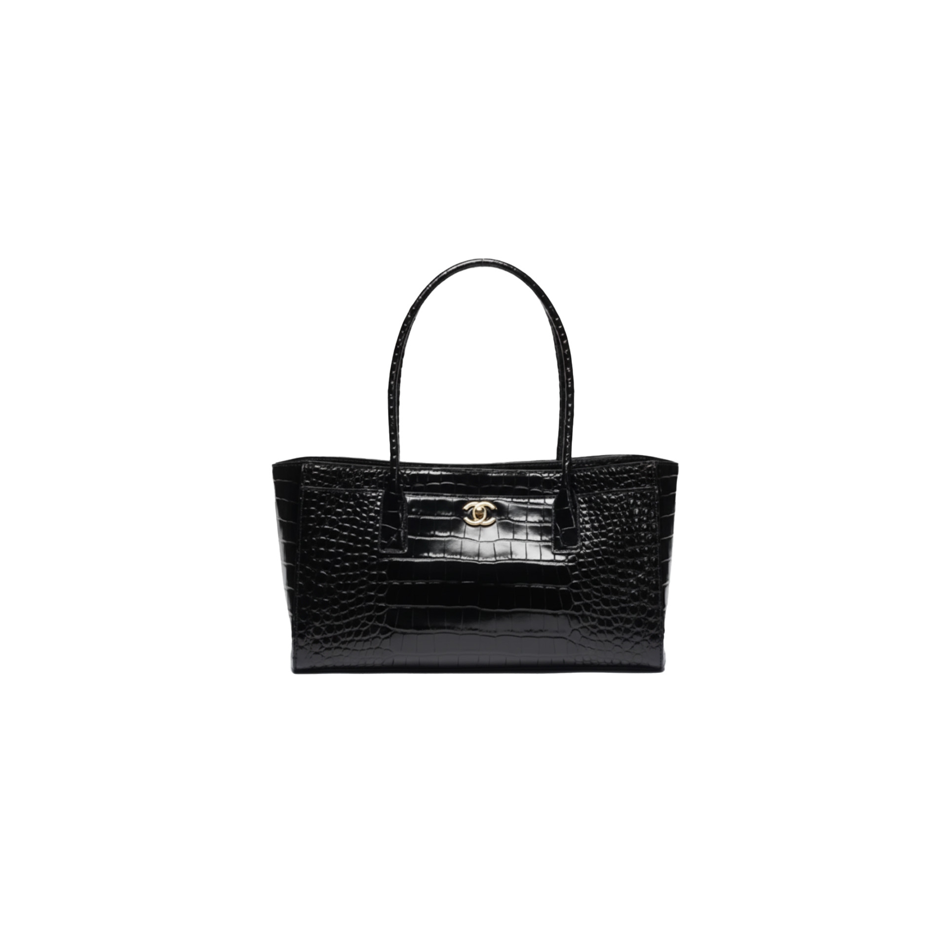 nvhieove CHANEL Small Tote bag Crocodile embossed calfskin