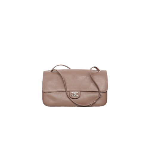 CHANEL Maxi Flap Bag Grained Calfskin In Light Brown