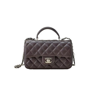 CHANEL Classic Flap CF MINI Handle – Lambskin Chocolate Color