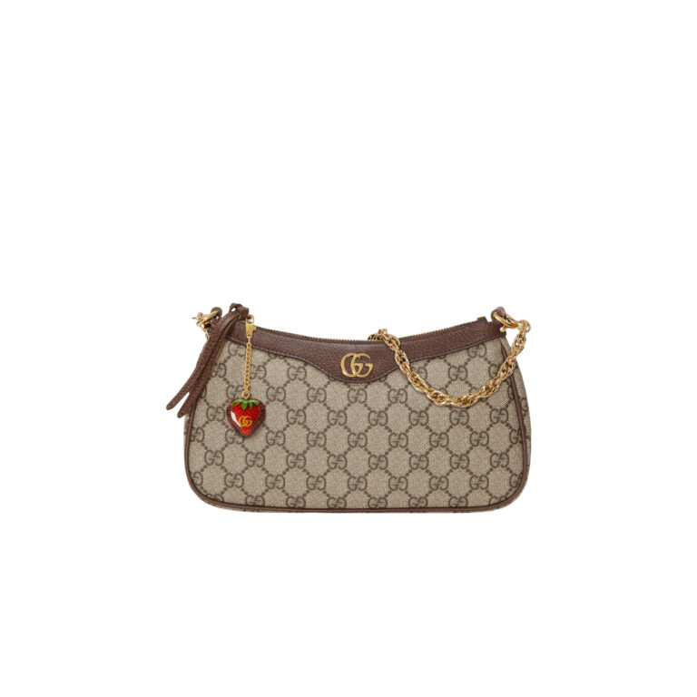 s-7-768x768-1 GUCCI Ophidia Strawberry Logo Pendant Chain Canvas with Leather Trim Underarm Bag