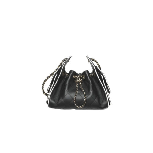 CHANEL 25 Mini Handbag Calfskin Black & White