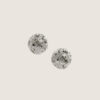 CHANEL 25A Solid-Color Openwork Pavé Design Metal Stud Earrings for Women