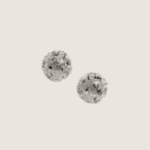 CHANEL 25A Solid-Color Openwork Pavé Design Metal Stud Earrings for Women