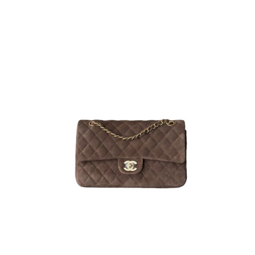vthu89 CHANEL Vintage Classique Flap Medium Handbag Suede Leather