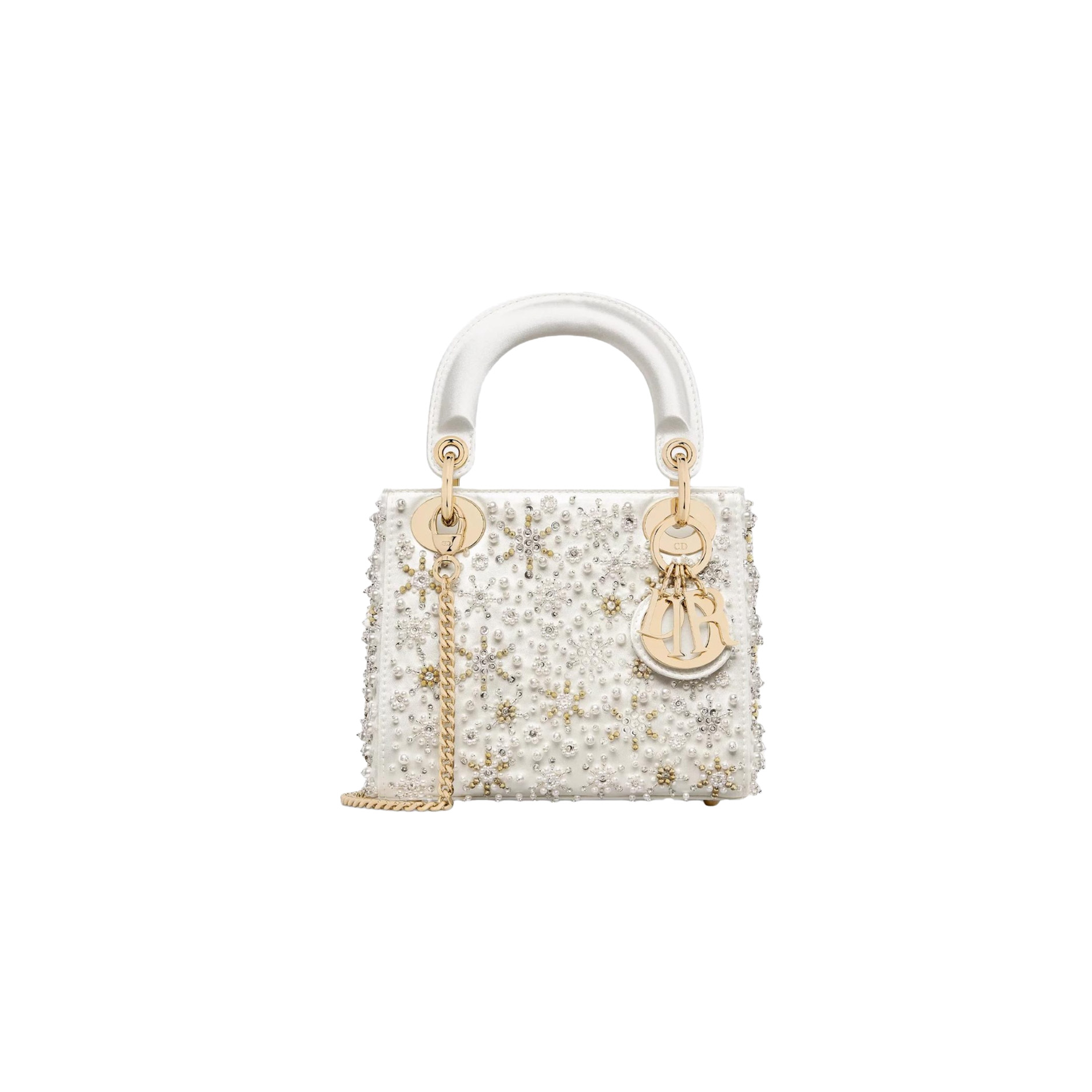 vv DIOR MINI Lady Embroidered Snowflake embroidery with beads in Calfskin