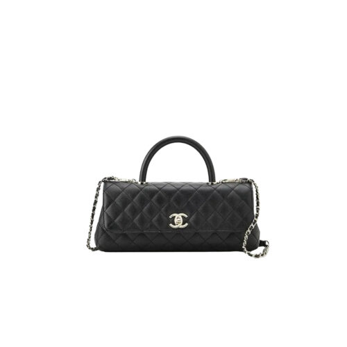CHANEL Maxi Coco Handle Long Flap Bag Black