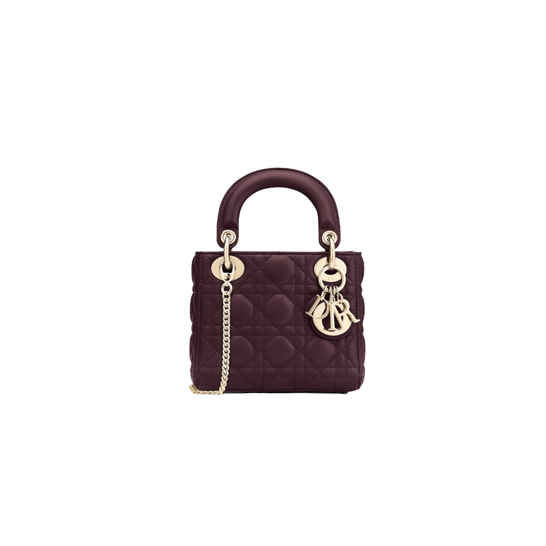 wuecwrcfw DIOR Mini Lady Dior Bag Deep Amaranth Pearlescent Cannage Lambskin