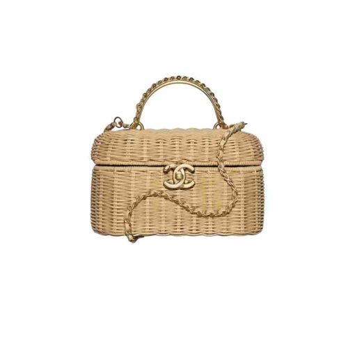 chanel vanity rattan bag