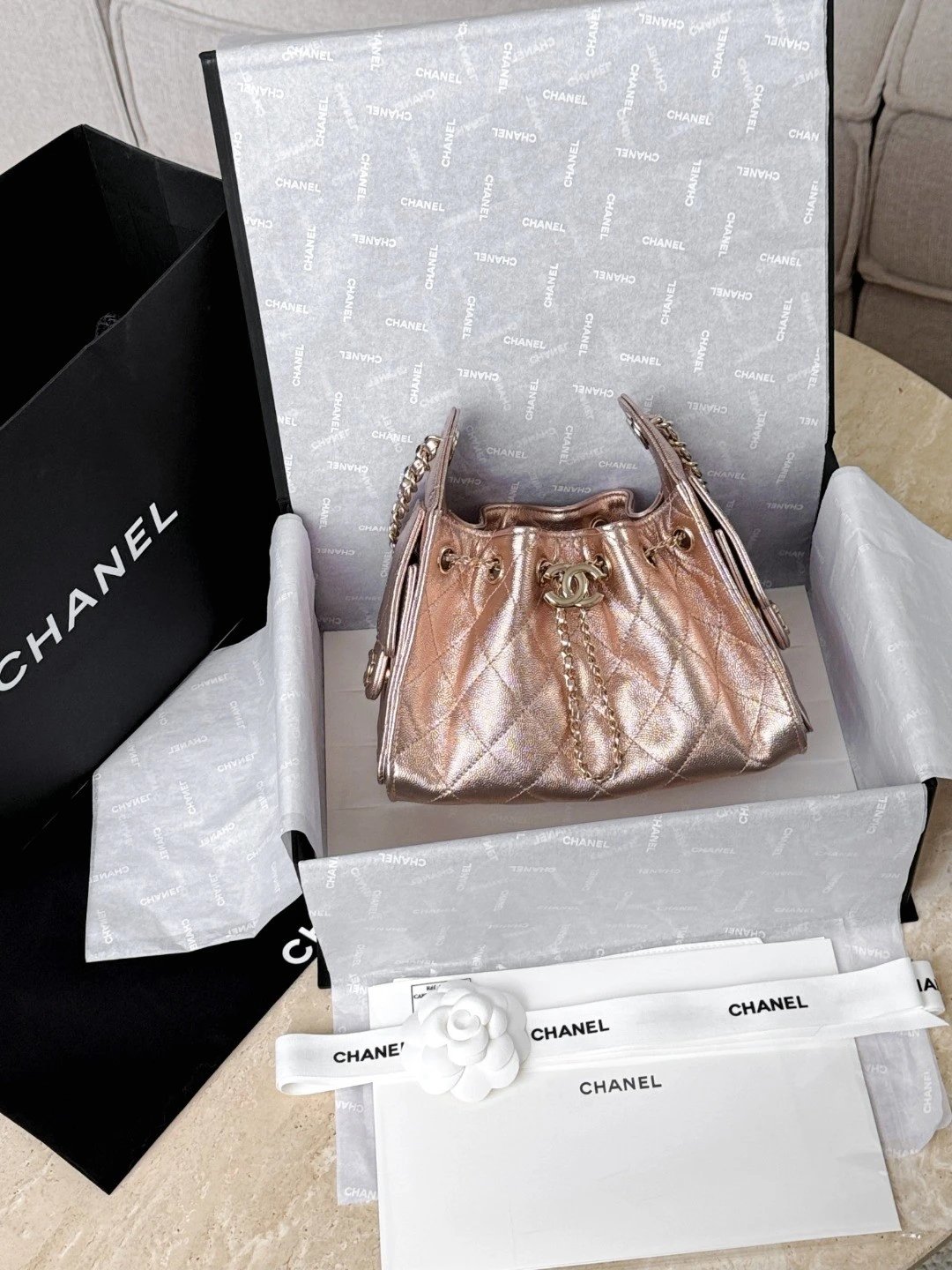 CHANEL 26C 25Bag Caviar leather In Metallic Rose Pink IMG 0118