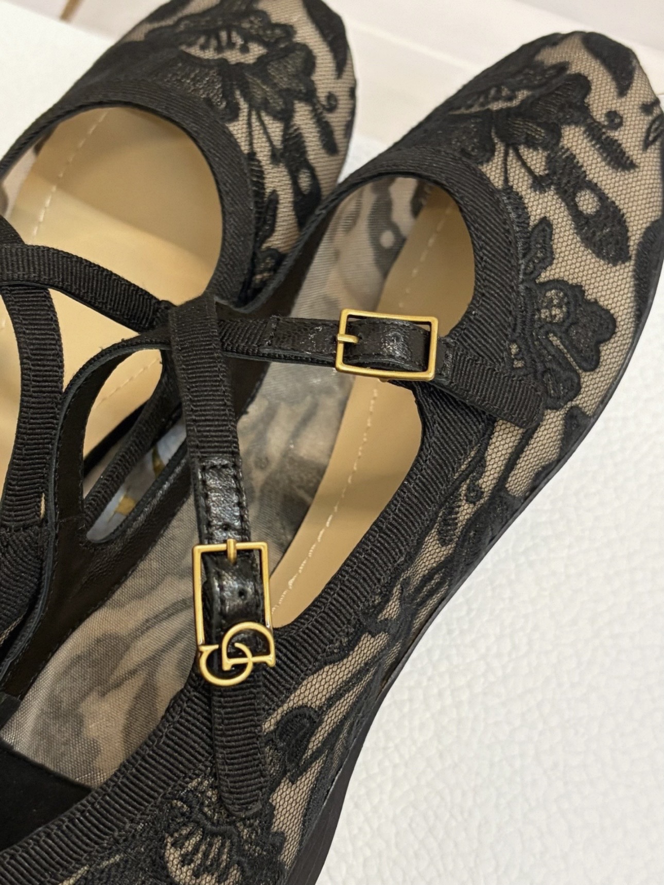 DIOR Very Dior Ballet Flat Transparent Mesh Embroidered with Black Millefiori Motif IMG 1534